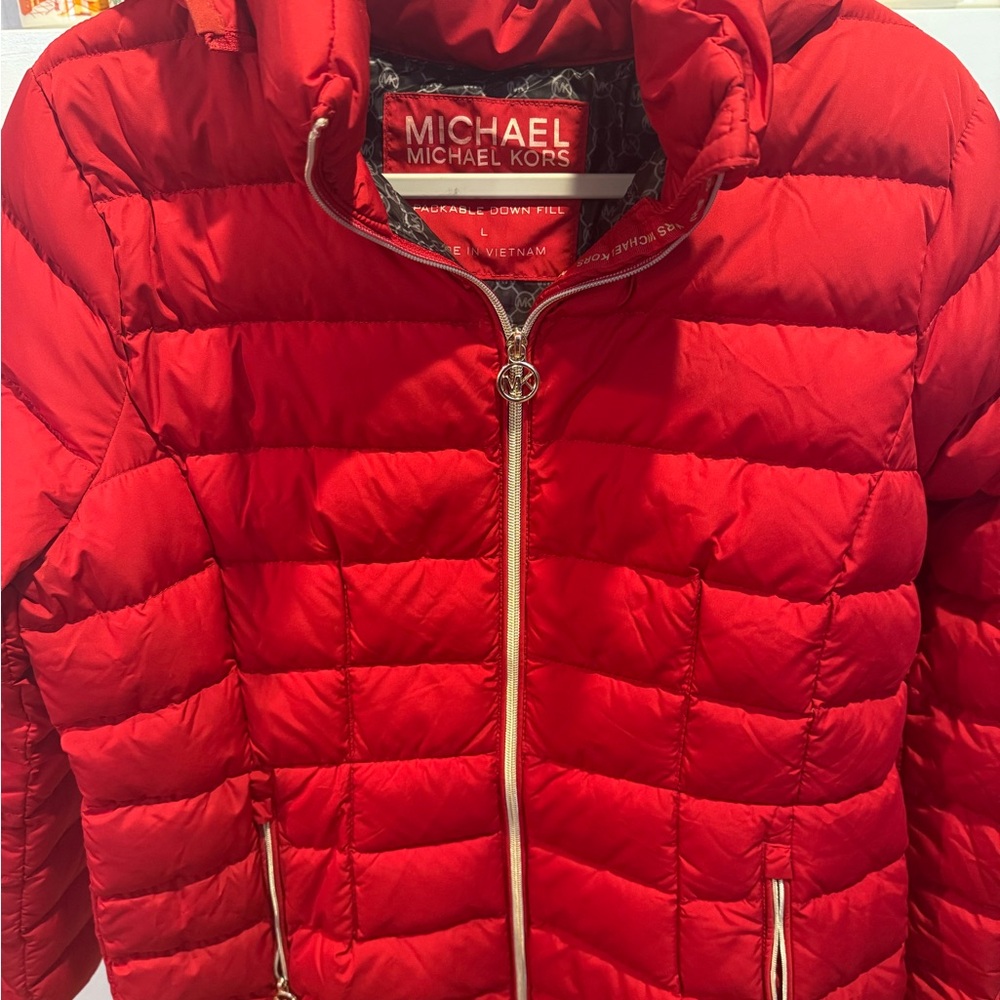Michael Kors Vibrant Red Puffer Jacket